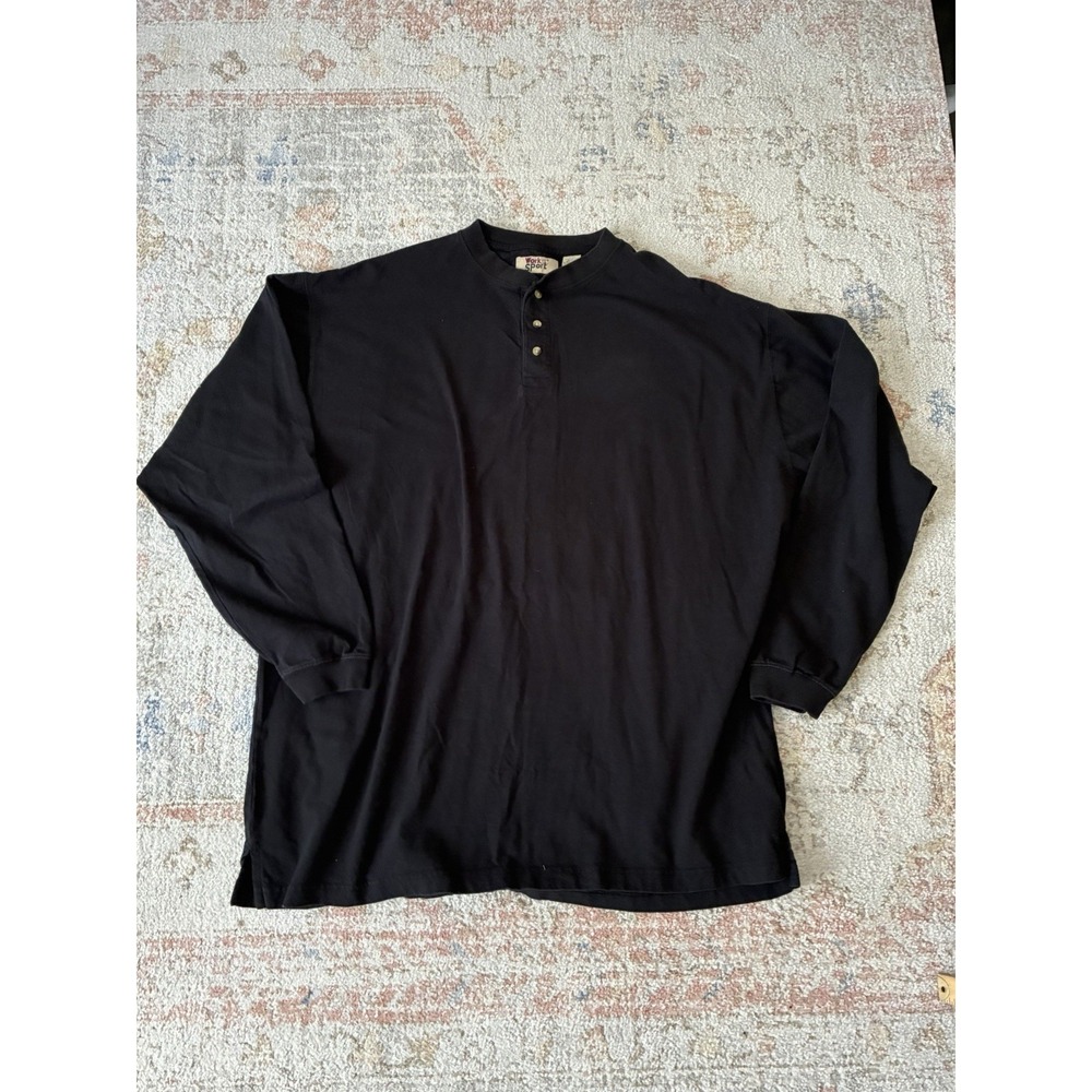 Work n Sport Black VTG Henley 100% Cotton Shirt Mens Size 3XLT